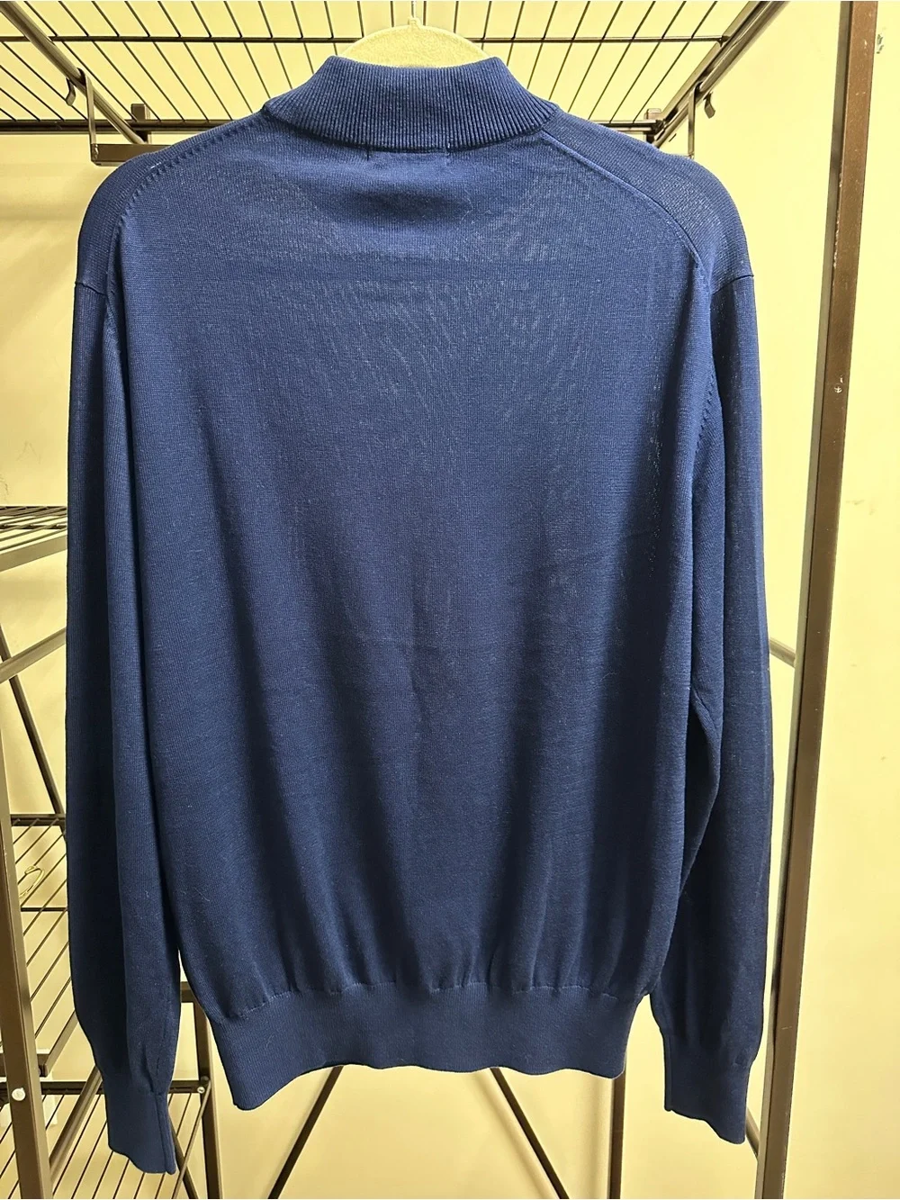 Tulliano Navy Blue Silk Cotton Mock Neck Sweater Men’s Medium
